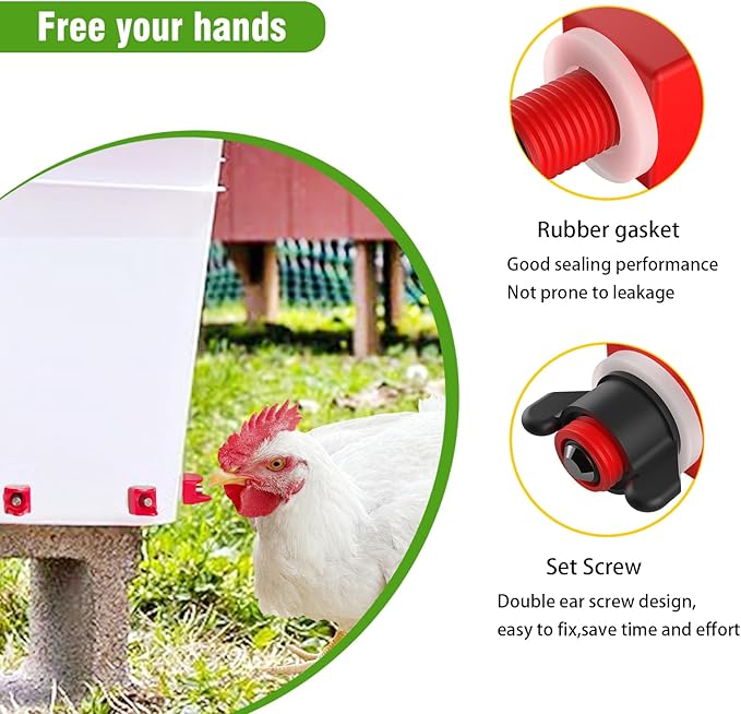 Horizontal Chicken Water Nipples Automatic Poultry Waterer Nipples Kit Drinker with Drill Bit(10)