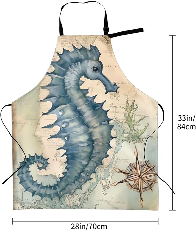 Shark Jumping Home Aprons 2 Pockets 33"×28" for Men Women, Ocean Sea Waterproof Kitchen Cooking Bib