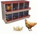 Chicken Nesting Box for Laying Eggs, 8 Compartment Galvanized Steel Laying Boxes for Hens with Front Access Tray, Easy Wall Mount, Includes 8 Training Eggs