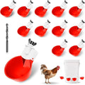 Chicken Water Cups 12 Pack, Automatic Filling Waterer Feeder Bowl, Gravity Poultry Watering System, Chicken Water Dispenser, Chicken Coop Accessories for Hens, Duck, Goose, Turkey (Red)