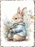 Easter Bunny Metal Tin Sign Wall Art Vintage Rustic for Home Living Room Garden Yard Outdoor Wall 12X16Inch