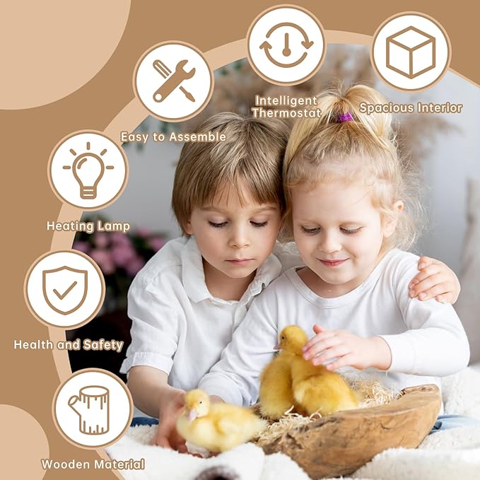 24-Piece Large Chicken Brooder Box 32", Drawer Manure Separation, All-in-One Kit, Up to 35 Chicks, Brooder with Heat Lamps, Pee Pads, Cleaning Tools, Chick Brooder Box for Quail, Hamsters, Pattern C