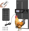 Automatic Chicken Coop Door, 4 Modes LCD Display Chicken Coop Door Solar Powered with Timer & Light Sensor, Aluminum Alloy Automatic Chicken Door with Anti-Pinch, IPX4 Waterproof