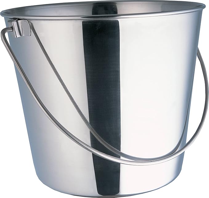 Indipets Heavy Duty Stainless Steel Pail - 2 Quart - Durable Dog Food and Water Storage