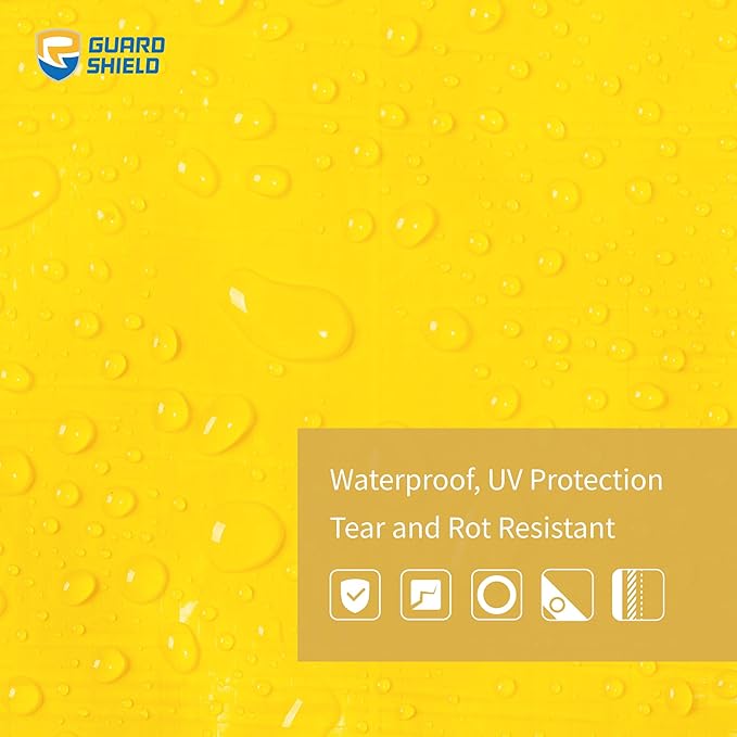 GUARD SHIELD Yellow Tarp 12x12 Feet Tarps High Visibility Outdoor Poly Cover Lightweight 6mil
