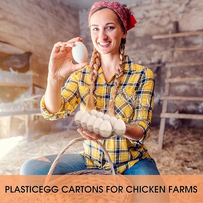 180 Pack Egg Cartons Cheap Bulk 12 Count Clear Plastic Egg Containers for Chicken Eggs, Reusable Egg Holder for Home Ranch Farm Commercial Market Display, Plastic Egg Packaging for Craft Projects