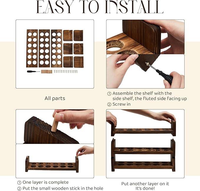 Wenqik Wooden Egg Holder 3 Layer Egg Rack for 36 Eggs Stackable Egg Storage for Countertop Egg Tray Egg Organizer Rustic Kitchen Decoration Uneven Color Wooden Crafts, Need to Assemble