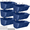 Hanging Goat Feeders,Chicken Feeder Waterer,Large Feed Trough 7.5 Quart 6 Pack,Hanging Fence Feed Trough for Poultry Livestock,Blue