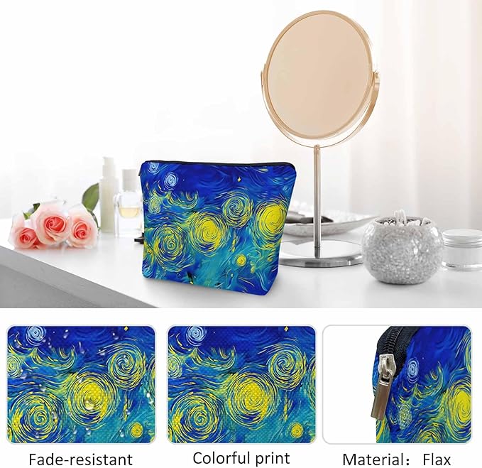 Abstract Galaxy Makeup Bags Makeup Organizer, Galaxy Starry Sky Marble Flax Toiletry Bags Travel Cosmetic Bag Makeup Purse Pouch Skincare Bag Wallet Bags For Women Female Mom Daughter