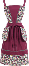 Kitchen Aprons for Women with Pockets Cute Vintage Chef Pinafore Apron for Gardening Cooking Baking Painting
