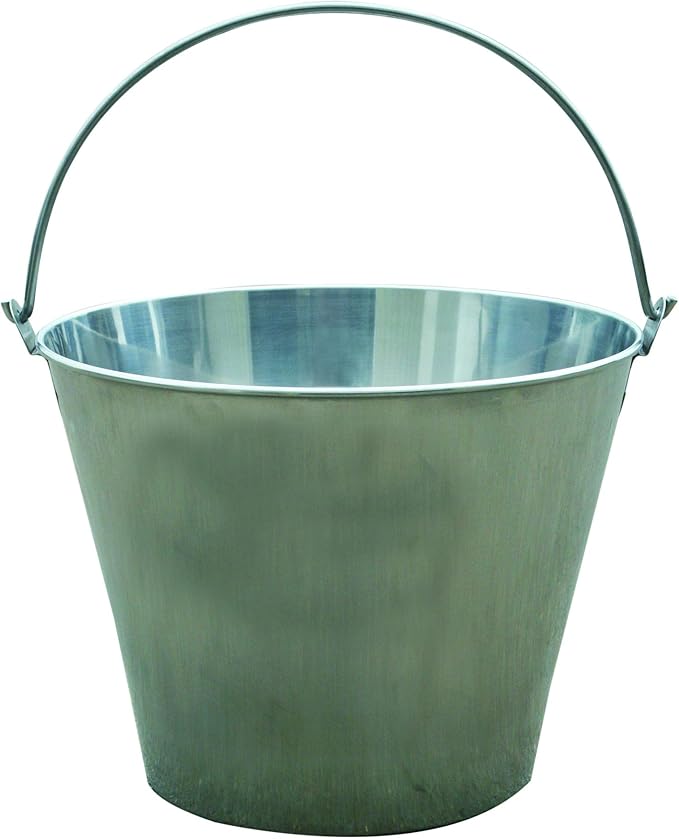 Little Giant® Stainless Steel Dairy Pail | Galvanized Metal Utility Bucket with Handle for Gardening & Farming | Cow Pail | 13 Quart