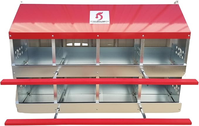 Duncan's Chicken Nesting Boxes - 8 Hole Metal Poultry Nest Box Wall Mount for Chickens, Hens, Ducks - Easy Egg Collection - Large Vented Holes - Fold Up Perches