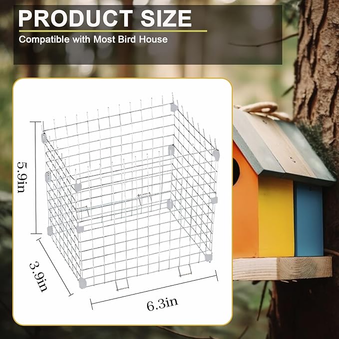 Bluebird House Predator Guards 2 Pack Metal Wire Entrance Hole Protector Bird House Hole Protector Bird House Wire Entrance Guard for Blue Bird Nesting & Babies Safe (Square)