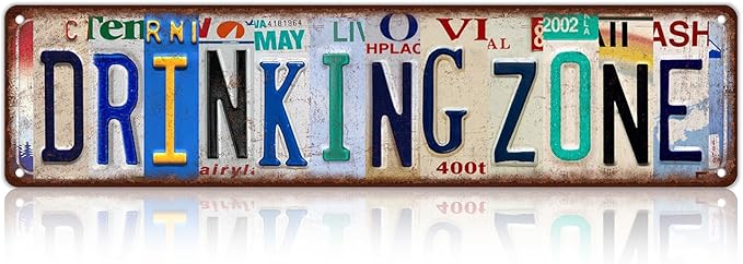 Vintage Drinking Zone Wall Decor Street Signs Bar Metal Tin Signs 16 x 4 Inches