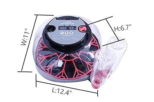 12 Eggs Incubator with Humidity Display and Candler, Automatic Egg Turner, for Hatching Chickens