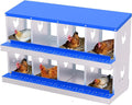 Chicken Nesting Boxes, 8-Hole Roll Away Nest Box for Chicken Coop, Metal Egg Laying Box with Perch & Lid Cover to Protect Eggs, Rollout Egg Collection, Vented Holes Blue