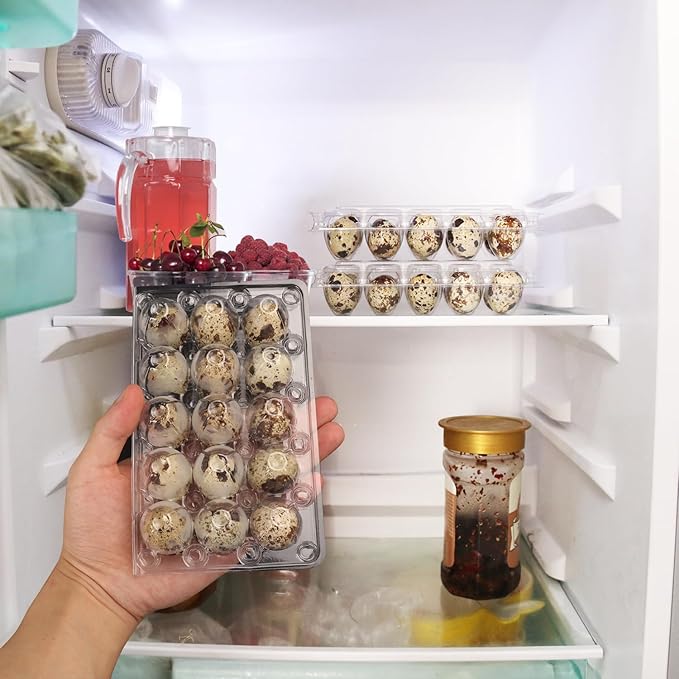 160 Pack 3 x 5 Grids Quail Egg Cartons, Clear Plastic Quail Egg Trays, Holds up to 15 Quail Eggs Securely for Bulk Storage and Display