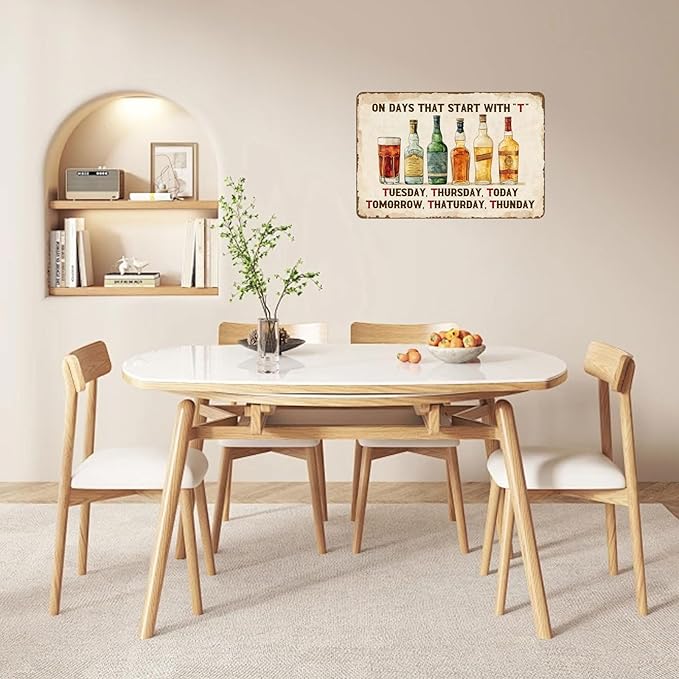 Vintage Metal Sign On Days That Start With With T Tin Sign Funny Walll Decor for Bar Kitchen Pubs Cafe Home Garage 12×8 Inch