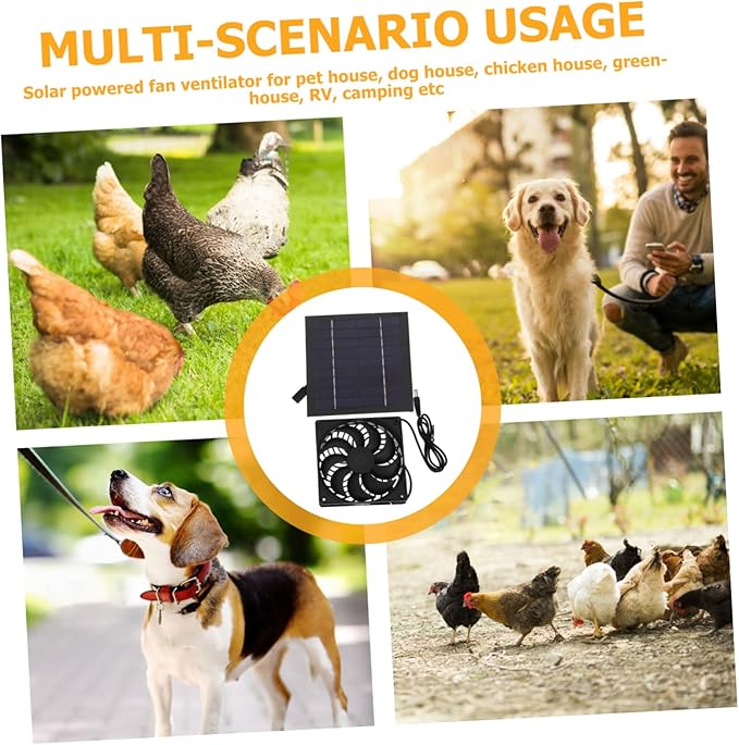 BESPORTBLE 5w Pet House Chicken Dog House Ventilation Heat Dissipation Solar Panel Fan