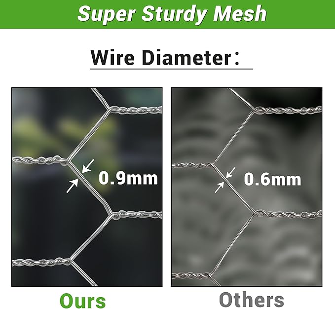 HITTITE Chicken Wire Fencing Mesh, 12 Inch x 100Feet Metal Floral Chicken Wire Fence for Crafts, Hexagonal Galvanized Garden Fence Poultry Netting for Chicken Coop Barrier Rabbit Cage