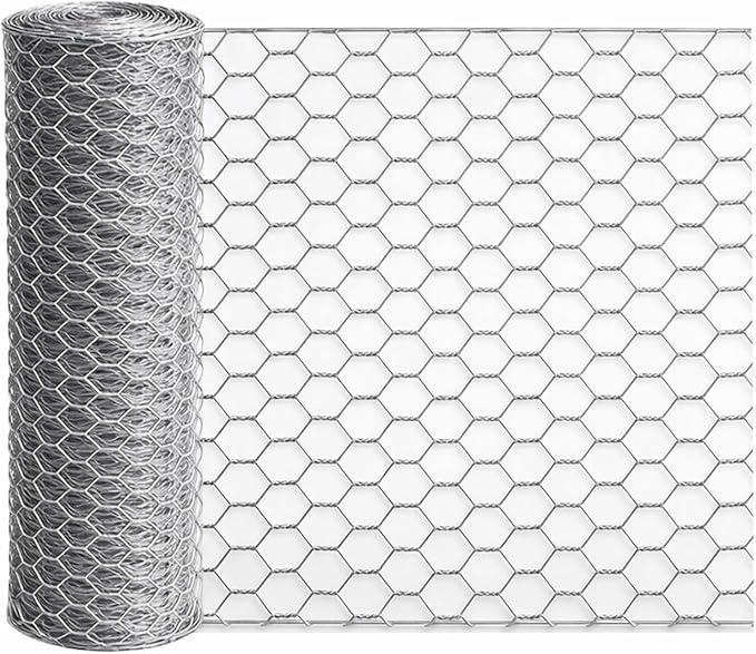 vensovo Galvanized Chicken Wire Mesh Roll 16.5" x 393", 0.8 Inch Hexagonal Poultry Netting Fence for Garden, Rabbits, Chicken Coop, Plant Protection & DIY Crafts