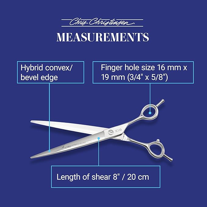 Chris Christensen Classic Series Grooming Shears, 8 in Straight Shear, Groom Like a Professional, Any Skill Level, Made From 440C Japanese Steel