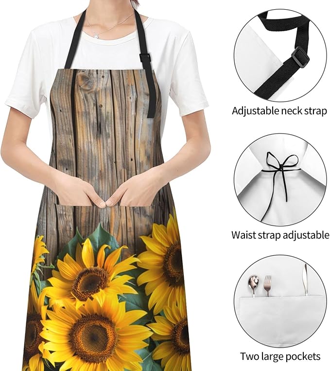 Shark Jumping Home Aprons 2 Pockets 33"×28" for Men Women, Ocean Sea Waterproof Kitchen Cooking Bib