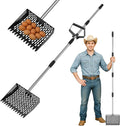 Chicken Poop Scooper, 10 Inch 2 in 1 Rake Chicken Coop Scoop, Adjustable Sifting Shovel Heavy-Duty Chicken Coop Accessory Feces Shovel with Adjustable Handle & Pet Waste Cleaning