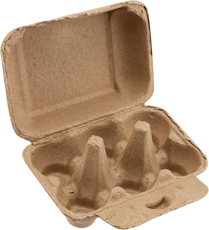 50 PCS Paper Egg Cartons, 6 Egg Cartons Pulp Egg Cartons for Kitchen, Farm, Market, Travel and Transport, Brown