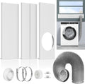 Dryer Vent Window Kit, Window Duct Kit with Hose Adjustable Dryer Vent Seal Panels Fits 4” Inline Fans, Universal Seal for Sliding Windows, Compatible with AC, Dryers, Duct Fans