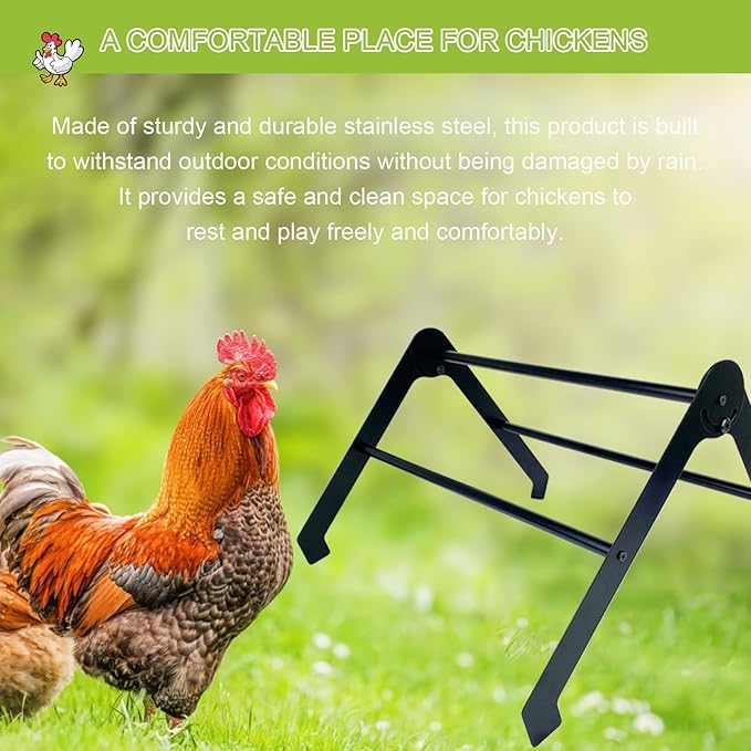 Chicken Roosting Bars for Coop – Heavy-Duty Stainless Steel Chicken Ladder & Perch for Chicks, Hens & Small Poultry, Easy to Assemble & Clean, 2-Tier Adjustable Design