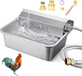Automatic Chicken Water Dispenser Large 304 Stainless Steel Duck Waterer Outdoor Heavy-Duty Self Refilling Watering System with Installation Accessories Cleaning Brush