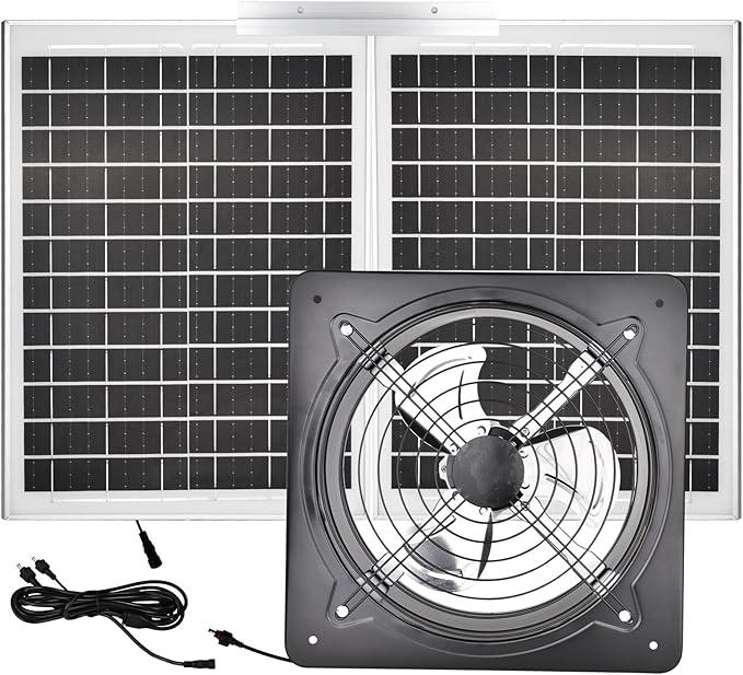 40W Solar Attic Fan Kit, 40W Solar Panel + a 25W DC Fan, Plug and Play, for Attic, Roof Vent, Green House or Chicken Coop