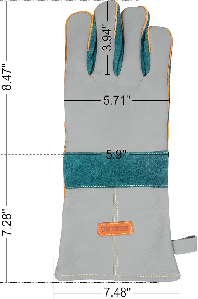 BEETRO 932℉ Heat Resistant Forge/Mig/Stick Welding Gloves for Oven/Grill/Fireplace/Furnace/Stove/Pot Holder/Wood Burner