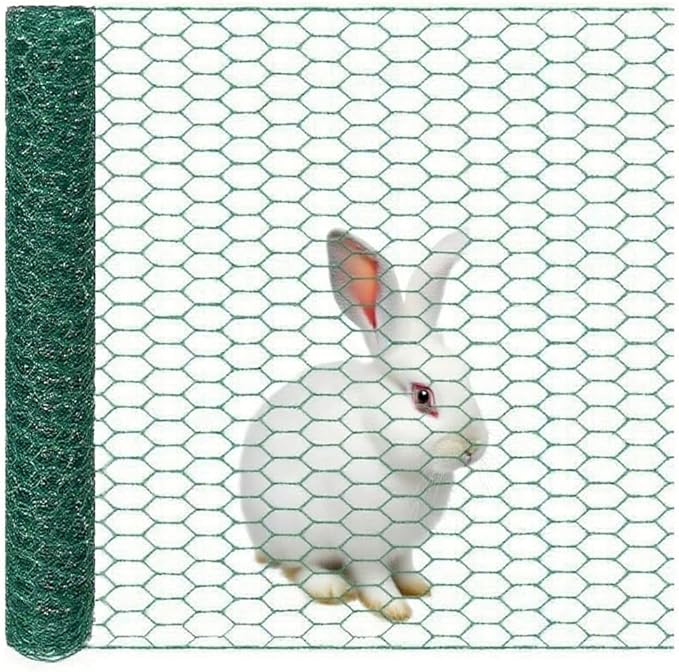 Chicken Wire, Easy to Shape, 15.7 x 87 Inches, Green PVC Coated Lightweight Galvanized Hexagonal Chicken Wire mesh, Floral Chicken Wire for Craft, Poultry, Garden