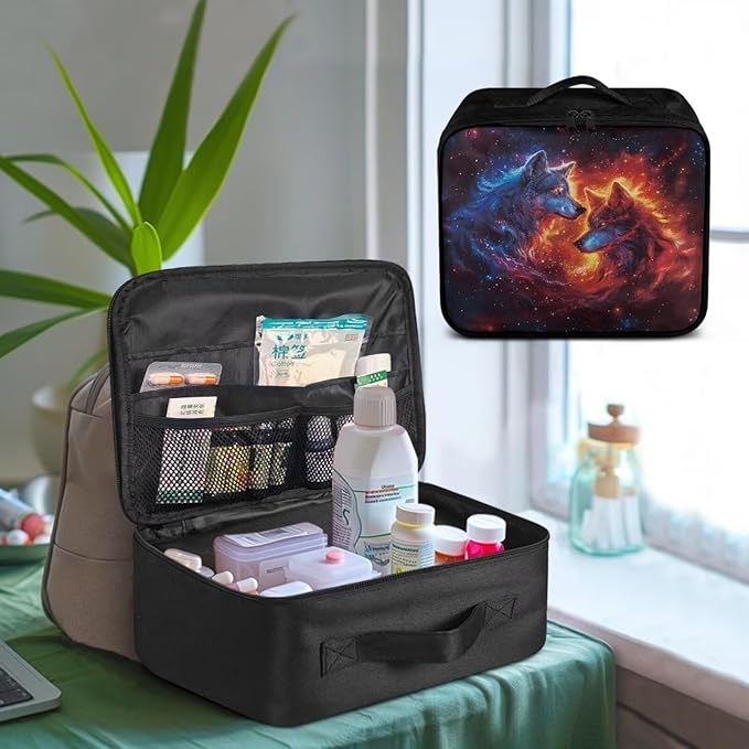 Rnyleeg First Aid Kits for Businesses Empty First Aid Bag Home Car Camping Hiking Adventure Medical Kits for Men Medium Travel Emergency Bag Wolf