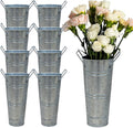 9 Inch Galvanized Metal Vases Farmhouse French Flower Bucket Vases for Cut Flowers, 8 Pcs Farmhouse Decorative Tall Flower Bucket with Handles for Table Weddings Home Decor (Silver, 8 Pcs 9inch)
