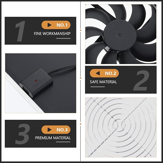 1set Solar Panel Fan for Chicken Coop Cooling Fan for Greenhouse and Rv Strong Design for Outdoor Use