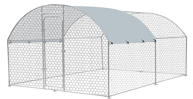 Large Metal Chicken Coop, Chicken Runs for Yard with Cover, Walk-in Poultry Cage for 10 20 Chickens, Rabbit Cage Duck Coop Hen House with Double Lockable Doors 13.1 x 19.6 x 6.5 ft