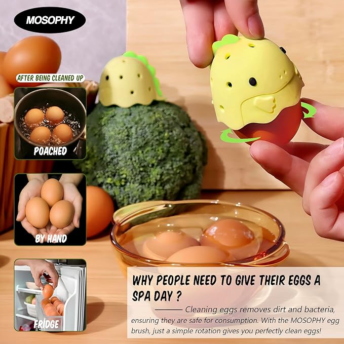 Silicone Egg Washer - Cute Dinosaur Egg Cleaner for Fresh Eggs, Fruits & Veggies, Ideal for Homesteaders, Backyard Chickens & Egg Collectors