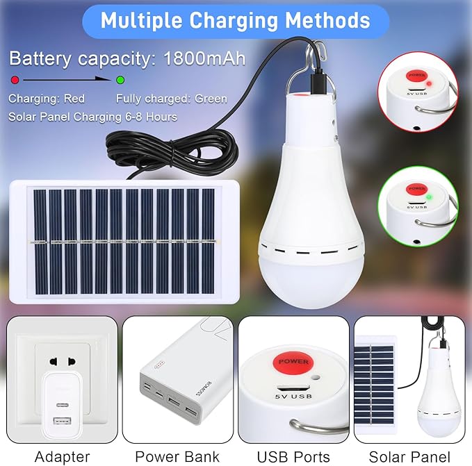 Solar Chicken Coop Light with Timer, 350LM 4 Modes Automatic Timer 2/4/6/8 Hours, USB Rechargeable, Waterproof Camping Tent Hiking Hurricane Outdoor Indoor Emergency LED Light (2)