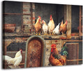 Woxfcart Kitchen Chicken Decor Wall Art, Farmhouse Rustic Barn Animal Canvas Pictures for Bathroom Bedroom Decoration, 15 x 12 Inch