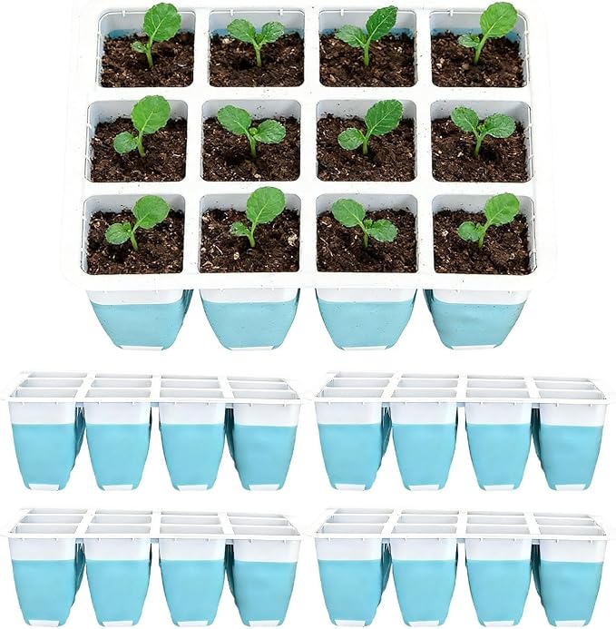 Planting Trays for Seedlings - 60 Cells Reusable Silicone Starter | Seedling Square Trays - for Indoors Gardening House Potted Lawn Vegetable Flower Farm Windowsill
