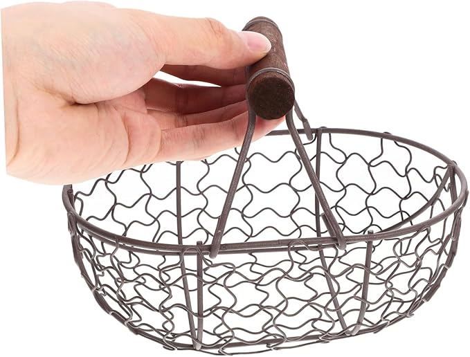 Creative Retro Storage Basket Eggs Vintage Style Holder Farmhouse Wire Basket Countertop Decorative Collecting Container