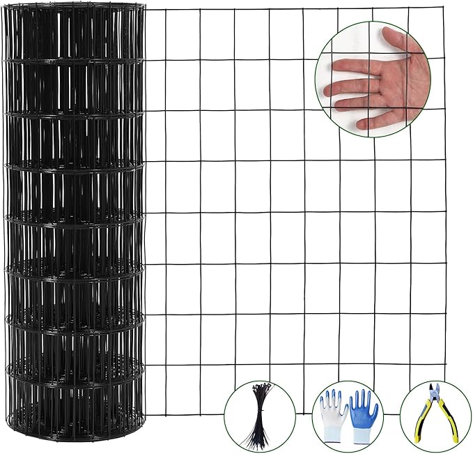 16 Gauge Hardware Cloth 2In x 3In Mesh 24In x 50Ft – Galvanized Welded Wire Mesh Roll | Black Chicken Wire Fence for Poultry, Yard Farm Garden Animal & Plant Protection Fencing