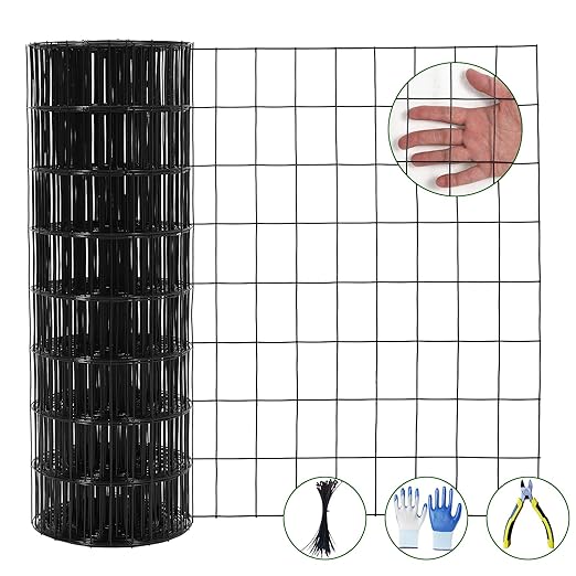 16 Gauge Hardware Cloth 24In x 50Ft – 2In x 3In Galvanized Welded Wire Mesh Roll | Chicken Wire Fence for Poultry, Yard Farm Garden Animal Plant Protection – Black