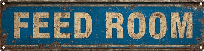 Vintage Tin Feed Room Sign Retro Metal Sign Suitable For Home Farm Garden And The Feed Room - Multi-Purpose For Indoor Use Plaque 4x16 Inch