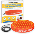 Lil'Clucker Heated Base for Chicken Waterer – Automatic Metal Freeze Proof Heated Chicken Waterer with Heater & LED – Poultry Heated Waterer for Winter (Orange, 15 Inch)