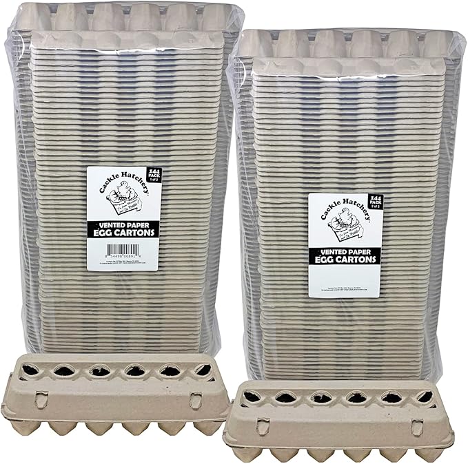 Cackle Hatchery Vented Paper Pulp Egg Cartons Holds 1 Dozen Chicken Eggs (144 Pack)