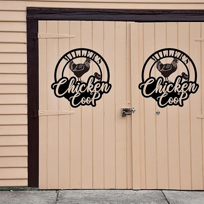 Custom Chicken Coop Metal Sign, Personalized Farmhouse Wall Decor, Vintage Fluffy Butt Hut Decor, Custom Name Sign for Farm, Gifts for Chicken Lovers